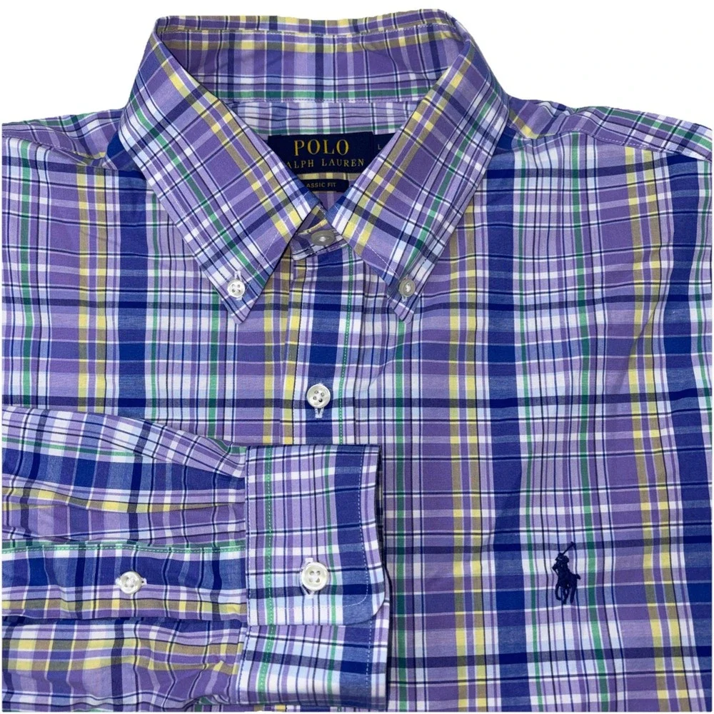 Polo Ralph Lauren Icon Check Custom Regular Fit Button Down Mens Large
